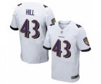 Baltimore Ravens #43 Justice Hill Elite White Football Jersey
