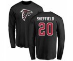 Atlanta Falcons #20 Kendall Sheffield Black Name & Number Logo Long Sleeve T-Shirt