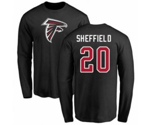 Atlanta Falcons #20 Kendall Sheffield Black Name & Number Logo Long Sleeve T-Shirt