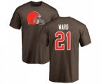 Cleveland Browns #21 Denzel Ward Brown Name & Number Logo T-Shirt