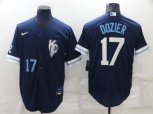Kansas City Royals #17 Hunter Dozier Number 2022 Navy Blue City Connect Cool Base Stitched Jersey