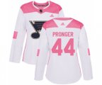 Women Adidas St. Louis Blues #44 Chris Pronger Authentic White Pink Fashion NHL Jersey