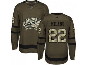 Columbus Blue Jackets #22 Sonny Milano Green Salute to Service Stitched NHL Jersey