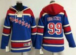 New York Rangers #99 Wayne Gretzky Blue Sawyer Hooded Sweatshirt Stitched NHL Jersey