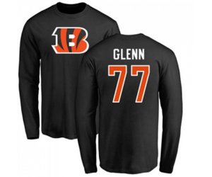 Cincinnati Bengals #77 Cordy Glenn Black Name & Number Logo Long Sleeve T-Shirt