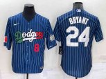 Los Angeles Dodgers #8 #24 Kobe Bryant Number Navy Blue Pinstripe 2020 World Series Cool Base Nike Jersey