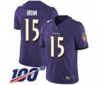 Baltimore Ravens #15 Marquise Brown Purple Team Color Vapor Untouchable Limited Player 100th Season Football Jersey