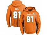 Miami Dolphins #91 Cameron Wake Orange Name & Number Pullover NFL Hoodie