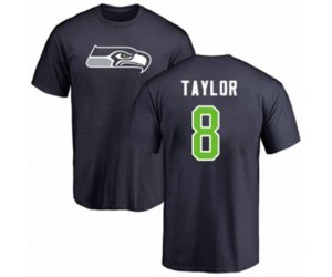 Seattle Seahawks #8 Jamar Taylor Navy Blue Name & Number Logo T-Shirt