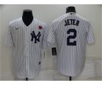New York Yankees #2 Derek Jeter White Cool Base Stitched Rose Baseball Jersey