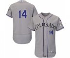Colorado Rockies #14 Tony Wolters Grey Road Flex Base Authentic Collection Baseball Jersey