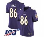Baltimore Ravens #86 Nick Boyle Purple Team Color Vapor Untouchable Limited Player 100th Season Football Jersey