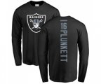 Oakland Raiders #16 Jim Plunkett Black Backer Long Sleeve T-Shirt