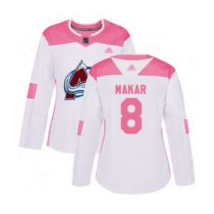 Women\'s Colorado Avalanche #8 Cale Makar Authentic White Pink Fashion Hockey Jersey