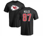 Kansas City Chiefs #87 Travis Kelce Black Name & Number Logo T-Shirt