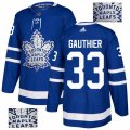 Toronto Maple Leafs #33 Frederik Gauthier Authentic Royal Blue Fashion Gold NHL Jersey
