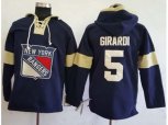 New York Rangers #5 Dan Girardi Navy Blue Pullover Hoodie Stitched NHL Jersey