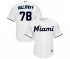 Miami Marlins Jordan Holloway Replica White Home Cool Base Baseball Player Jersey