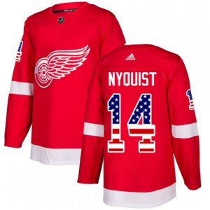 Detroit Red Wings #14 Gustav Nyquist Authentic Red USA Flag Fashion NHL Jersey