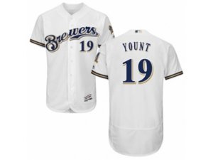 Milwaukee Brewers #19 Robin Yount White Royal Flexbase Authentic Collection MLB Jersey