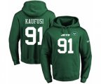 New York Jets #91 Bronson Kaufusi Green Name & Number Pullover Hoodie