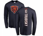 Chicago Bears #10 Mitchell Trubisky Navy Blue Backer Long Sleeve T-Shirt