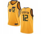 Utah Jazz #12 John Stockton Swingman Gold Basketball Jersey Statement Edition