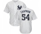New York Yankees #54 Aroldis Chapman Authentic White Team Logo Fashion MLB Jersey
