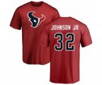 Houston Texans #32 Lonnie Johnson Red Name & Number Logo T-Shirt