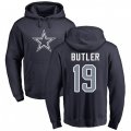 Dallas Cowboys #19 Brice Butler Navy Blue Name & Number Logo Pullover Hoodie