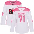 Women Ottawa Senators #71 Chris Tierney Authentic White Pink Fashion NHL Jersey
