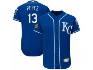 Kansas City Royals #13 Salvador Perez Royal Blue 2017 Spring Training Authentic Collection Flex Base MLB Jersey