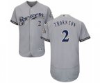 Milwaukee Brewers Trent Grisham Grey Road Flex Base Authentic Collection Baseball Player Jersey