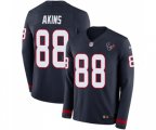 Houston Texans #88 Jordan Akins Limited Navy Blue Therma Long Sleeve Football Jersey