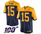 Green Bay Packers #15 Bart Starr Limited Navy Blue Alternate 100th Season Football Jersey