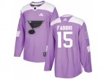 Adidas St. Louis Blues #15 Robby Fabbri Purple Authentic Fights Cancer Stitched NHL Jersey