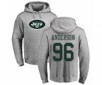 New York Jets #96 Henry Anderson Ash Name & Number Logo Pullover Hoodie