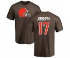 Cleveland Browns #17 Greg Joseph Brown Name & Number Logo T-Shirt