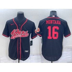 San Francisco 49ers #16 Joe Montana Black Stitched Cool Base Nike Baseball Jersey