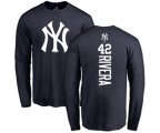 MLB Nike New York Yankees #42 Mariano Rivera Navy Blue Backer Long Sleeve T-Shirt