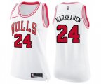 Women's Chicago Bulls #24 Lauri Markkanen Swingman White Pink Fashion Basketball Jersey