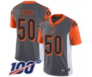Cincinnati Bengals #50 Jordan Evans Limited Silver Inverted Legend 100th Season Football Jersey