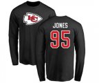 Kansas City Chiefs #95 Chris Jones Black Name & Number Logo Long Sleeve T-Shirt