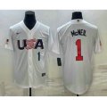 USA Baseball #1 Jeff McNeil Number 2023 White World Classic Stitched Jerseys
