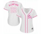Women's Miami Marlins #22 Sandy Alcantara Replica White Fashion Cool Base Baseball Jersey