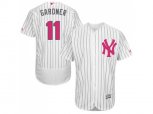 New York Yankees #11 Brett Gardner Authentic White Fashion Flex Base MLB Jersey