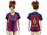 Women Barcelona #6 Xavi Home Soccer Club Jersey