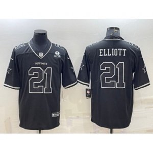 Dallas Cowboys #21 Ezekiel Elliott Black With 1960 Patch Limited Stitched Football Jersey