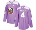 New York Islanders #4 Thomas Hickey Authentic Purple Fights Cancer Practice NHL Jersey
