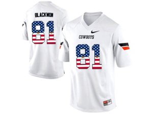 2016 US Flag Fashion Men\'s Oklahoma State Cowboys Justin Blackmon #81 Pro Combat College Football Jersey - White